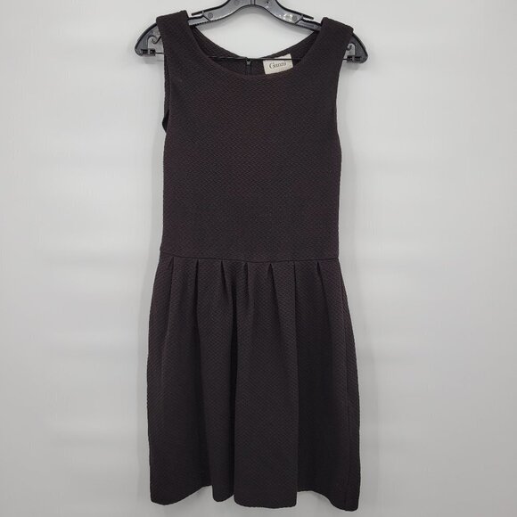 Ganni Women Black Cotton Crewneck Waffle Knit Sleeveless Mini Dress Size Medium - Picture 1 of 13